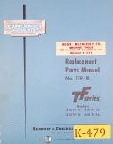 Kearney & Trecker TF Series, TFR-16 Milling Replacement parts Manual 1962