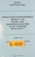 Redin 2000, Deburring Machine, Operations and Maintenance Manual 2001