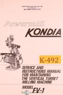 Kondia FV-1, Milling Machine Service and Parts Manual