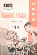Leblond 13", 15", 17", 19" Regal Lathe Operation & Parts List Manual Year (1956)