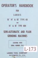 Landis Type 4R, Type 4RH Semi-Automatic and Plain Grinding Operation Manual