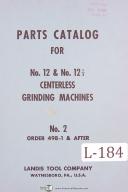 Landis No. 12 & No. 12 1/2 Centerless Grinding Machine Parts List Manual 1959
