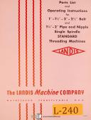 Landis Single & Double Spindle Threading Machines, Operations & Parts Manual