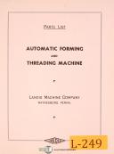 Landis Automatic Forming & Threading Mahcine, parts Manual
