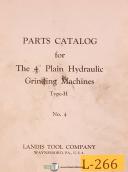 Landis No. 4, Type H Plain Grinder, Parts List Manual 1943