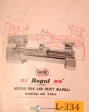 LeBlond 21" & 24" Regal Lathe, 3904, Instructions & Parts Manual 1965