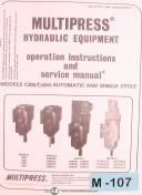 MultiPress C300 C400, Auto Single Cycle, Hydraulic Equipment Ops & Service Manual