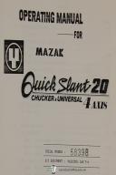 Mazak Mazatrol Yamazaki Operators Cam T-4 Quick Slant 20 Turning Center Manual