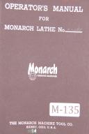 Monarch Series 60, Engine Tool Makers Lathe Operation, Parts, Lubrication Manual