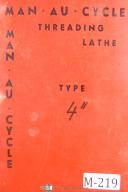 Man-Au-Cycle, 3" - 4", Threading Lathe, Installation - Start-Up & Ops Manual