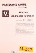 Mazak Micro Turn, NC Lathe Yamazaki, Maintenance & Parts List Manual Year (1980)