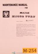 Mazak Micro Turn, Turning Center, Maintenance and Parts List Manual Year (1979)