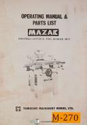 Mazak MH-1, Yamazaki Cutter & Tool Grinder, Operations & Parts Manual