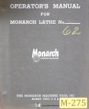 Monarch Series 62, Lathe, Operations and Lubrications Manual