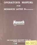 Monarch Monomatic 15 & 20 Lathe, Operations Parts and Lubrication Manual 1958