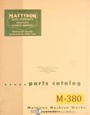 Mattison Horizontal Spindle Reciprocating Table Type Grinder Parts Manual 1954