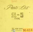 Mori Seiki SL-5 Type, Yamazen Lathe Parts LIst Manual