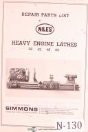 Niles Simmons 36", 42", 48" & 60" Engine Lathe Parts Lists Manual