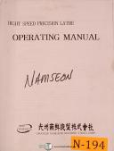 Namseon Gwangju 400 x 750 & 1000, Lathe, Operations Manual