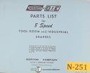 Norton 8 Speed Tool Room and Industrial Shapers, Parts Manual 1966