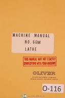 Oliver No. 66M Gap Lathe Assembly, Lubrication & Parts Manual