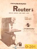 Onsrud W1124 A1124 W1136 A1136, Routers Service & Parts Manual 1968