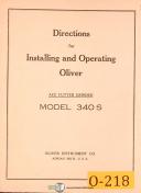 Oliver 340S, Ace Cutter Grinder, Installing - Operating - Parts Manual
