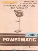 Powermatic Houdaille, 1150-A, Drill Press, Maintenance and Parts Manual 1979