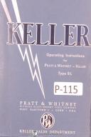 Pratt & Whitney Keller Type BL, Milling Machine Operator Instruction Manual 1951