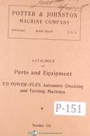 Potter & Johnston 5D Chucking Turning Machines Parts & Equipment Manual