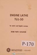 Ponar Tarnow TUJ-50 Engine Lathe Spare Parts List Manual Year (1979)