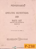 Powermatic Model 89-20", Band Saw, Operations and Parts Manual 1971