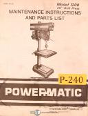 Powermatic 1200, 20" Drill Press, Maintenance Parts & Assemblies Manual 1979