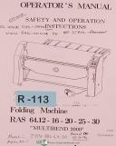 Ras Multibend 2000, 64.12, 16 20 25 30, Folding Machine, Opeartions Manual 1994