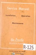 Rockford Series 40 Shaper Planer Service Operation & Maintenance Manual 1952