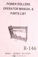 China Power Rollers FR-P5016 50" x 16GA Operation and Parts List Manual