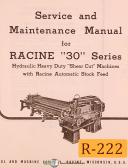 Racine 30 Series, Lathes Service Maintenance & Parts Manual 1947