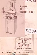 Boyar Schultz 6-18 Challenger, Surface Grinder Instructions & Parts Manual