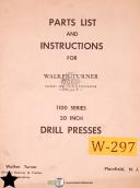 Walker Turner-Kearney & Trecker-Walker Turner, 900 & 1100, KTrecker, Drill Press, Parts & Instructions Manual-Series 900-01