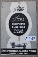 Ames Bench Lathe No. A-2300 Compound Slide Parts List