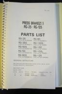 Amada Press Brake RG-25 Thru RG-125 Parts Lists