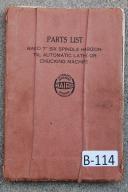 Baird 7" Six Spindle Horizontal Auto Oper. Parts Manual
