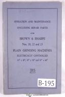 Brown & Sharpe No. 20, 22, 23 Plain Grinder Operation Manual