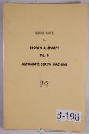 Brown & Sharpe No. 4 Auto Screw Machine Parts Manual