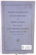 Brown & Sharpe 10, 12 Plain Grinder Operation Manual