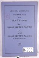 Brown & Sharpe 2, 2B Surface Grinding Operation Manual