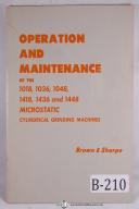 Brown & Sharpe Microstatic Cylindrical Grinder Manual