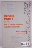 Brown & Sharpe 2, 3, 4 Universal Grinding Parts Manual