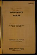 Branson Model 8200-8400 Maintenance and Parts Manual