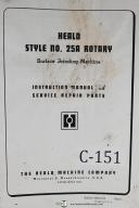 Heald No. 25A Rotary Surface Grinder Operation & Parts Manual